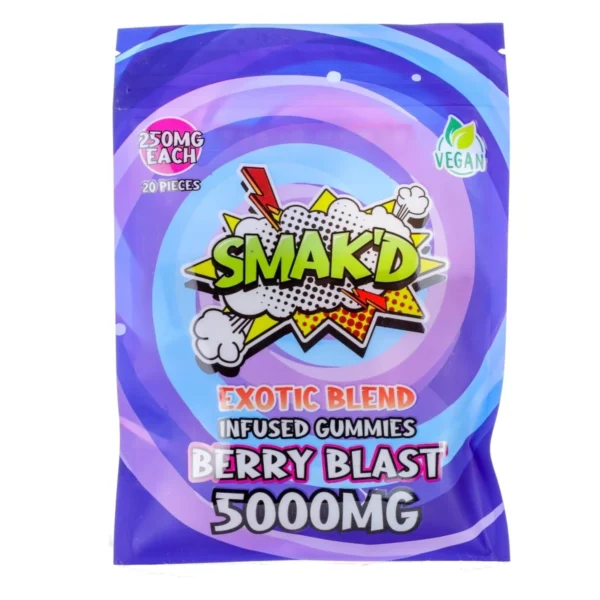 SMAK'D - 5000mg Cannabis Infused THC Gummies - Berry Blast